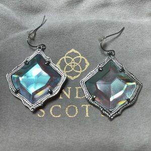 Kendra Scott Kirsten Silver Dichroic Glass Drop Earrings